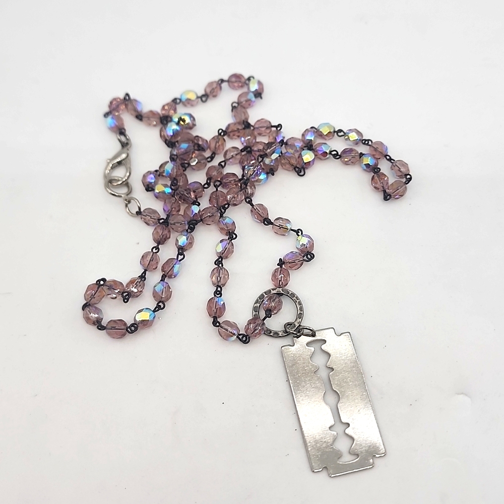 Silver Tone razor Necklace